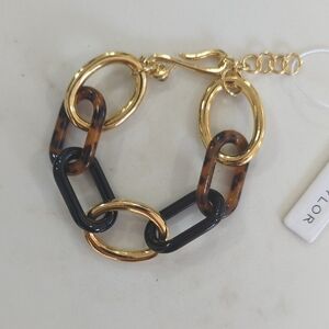 Ann Taylor Gold, Black and Tortoise Chain Link Bracelet
